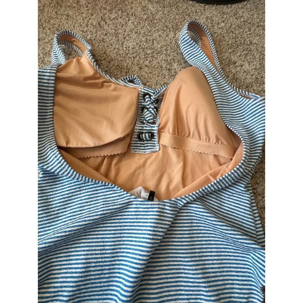 J. CREW Women's Swim suit/Bathing Suit, size 16, Blue & White striped